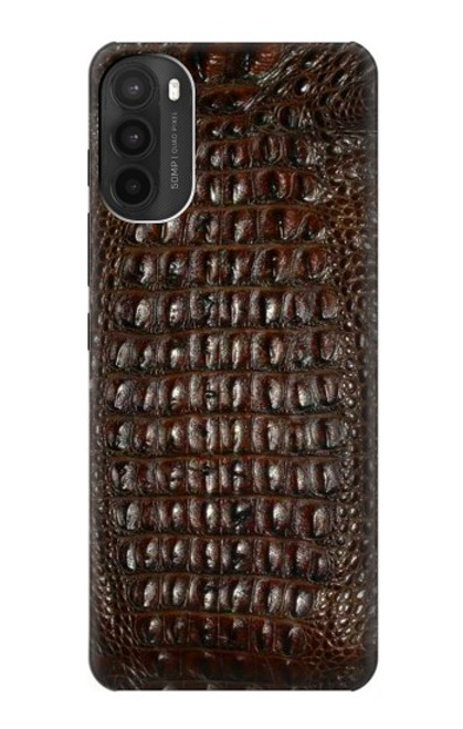 W2850 Brown Skin Alligator Graphic Printed Hard Case and Leather Flip Case For Motorola Moto G71 5G