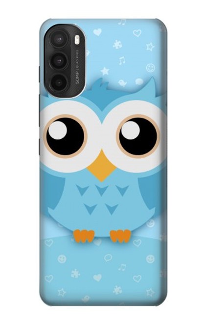 W3029 Cute Blue Owl Hard Case and Leather Flip Case For Motorola Moto G71 5G