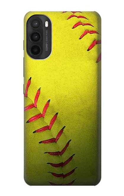 W3031 Yellow Softball Ball Hard Case and Leather Flip Case For Motorola Moto G71 5G