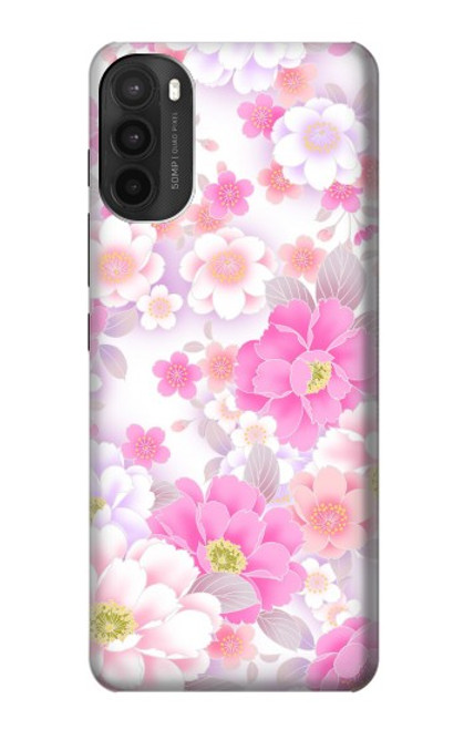 W3036 Pink Sweet Flower Flora Hard Case and Leather Flip Case For Motorola Moto G71 5G