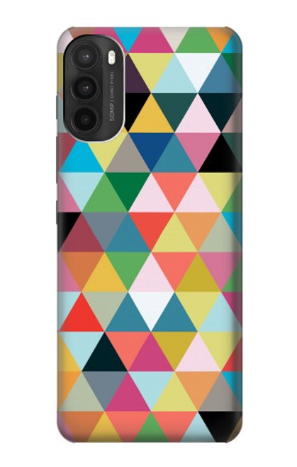 W3049 Triangles Vibrant Colors Hard Case and Leather Flip Case For Motorola Moto G71 5G