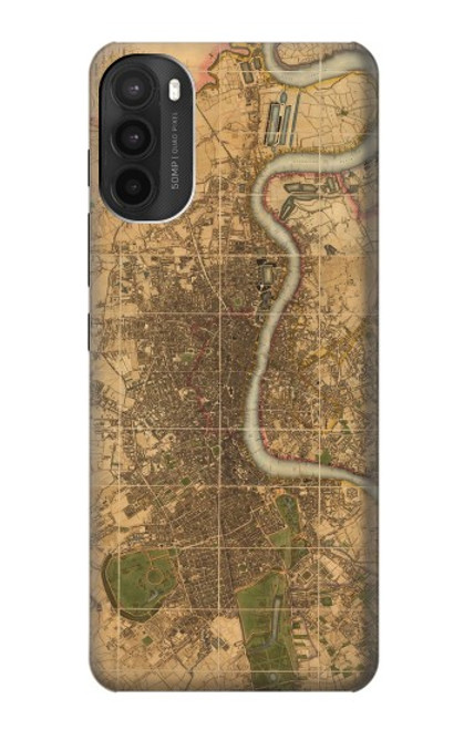 W3230 Vintage Map of London Hard Case and Leather Flip Case For Motorola Moto G71 5G