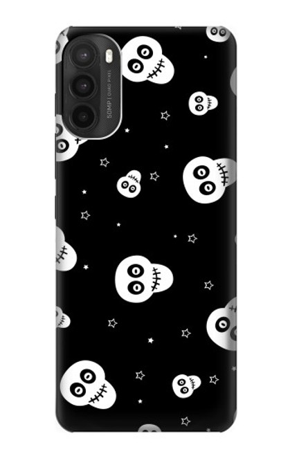 W3261 Smile Skull Halloween Pattern Hard Case and Leather Flip Case For Motorola Moto G71 5G