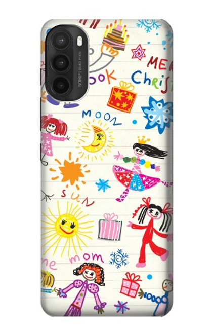 W3280 Kids Drawing Hard Case and Leather Flip Case For Motorola Moto G71 5G