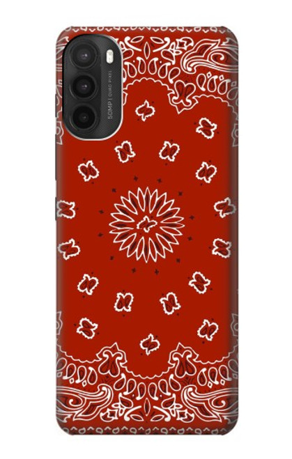 W3355 Bandana Red Pattern Hard Case and Leather Flip Case For Motorola Moto G71 5G