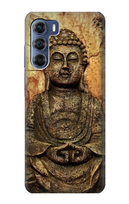 W0344 Buddha Rock Carving Hard Case and Leather Flip Case For Motorola Edge S30