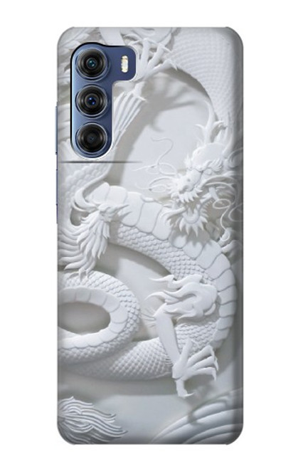 W0386 Dragon Carving Hard Case and Leather Flip Case For Motorola Edge S30