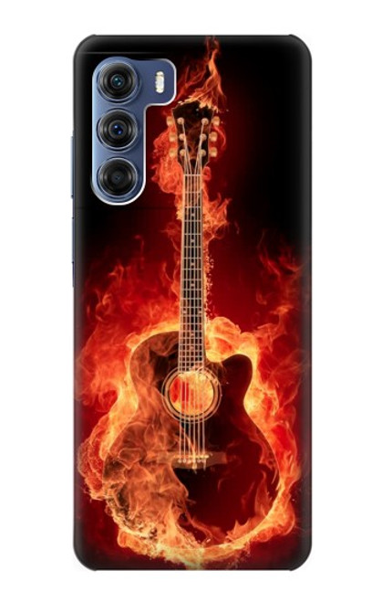 W0415 Fire Guitar Burn Hard Case and Leather Flip Case For Motorola Edge S30