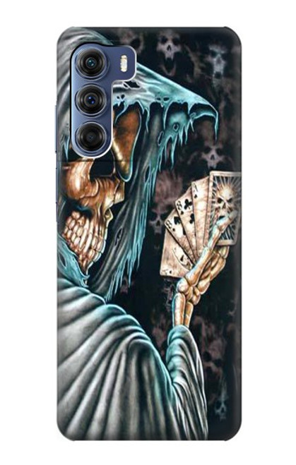 W0748 Grim Reaper Death Poker Hard Case and Leather Flip Case For Motorola Edge S30