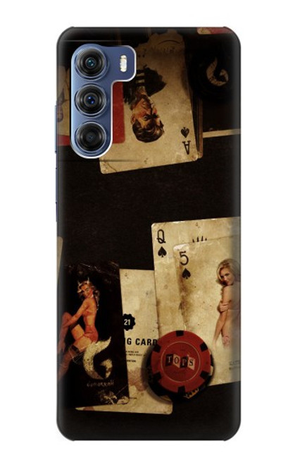 W1069 Old Vintage Sexy Poker Hard Case and Leather Flip Case For Motorola Edge S30