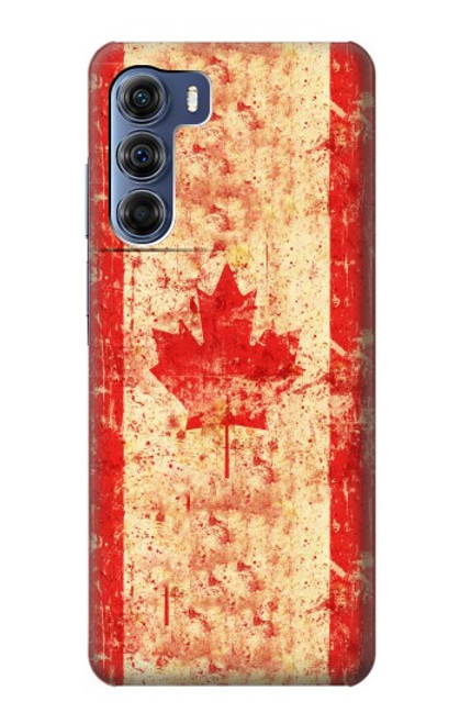 W1603 Canada Flag Old Vintage Hard Case and Leather Flip Case For Motorola Edge S30