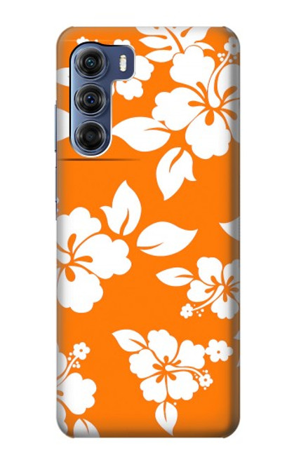 W2245 Hawaiian Hibiscus Orange Pattern Hard Case and Leather Flip Case For Motorola Edge S30