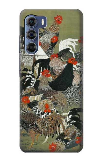 W2699 Ito Jakuchu Rooster Hard Case and Leather Flip Case For Motorola Edge S30