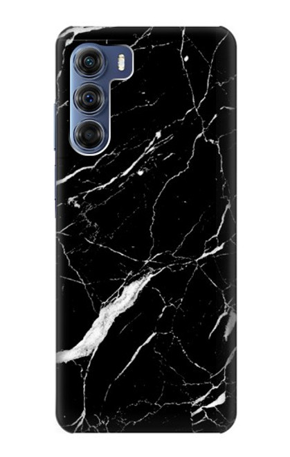 W2895 Black Marble Graphic Printed Hard Case and Leather Flip Case For Motorola Edge S30