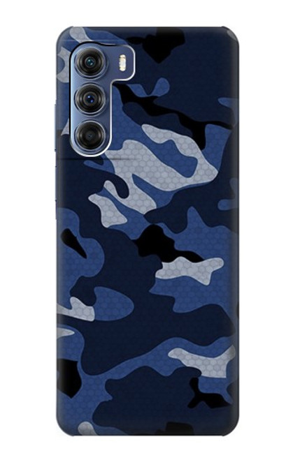 W2959 Navy Blue Camo Camouflage Hard Case and Leather Flip Case For Motorola Edge S30