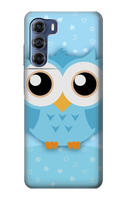 W3029 Cute Blue Owl Hard Case and Leather Flip Case For Motorola Edge S30