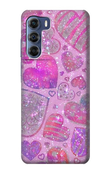 W3710 Pink Love Heart Hard Case and Leather Flip Case For Motorola Edge S30