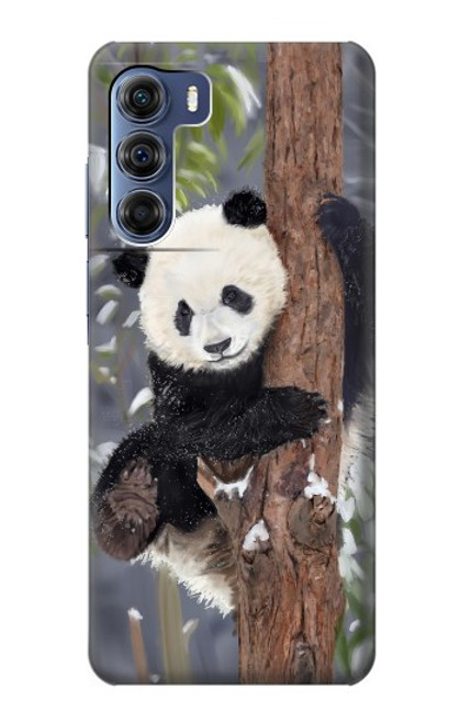 W3793 Cute Baby Panda Snow Painting Hard Case and Leather Flip Case For Motorola Edge S30