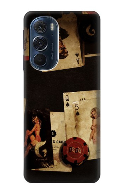 W1069 Old Vintage Sexy Poker Hard Case and Leather Flip Case For Motorola Edge X30