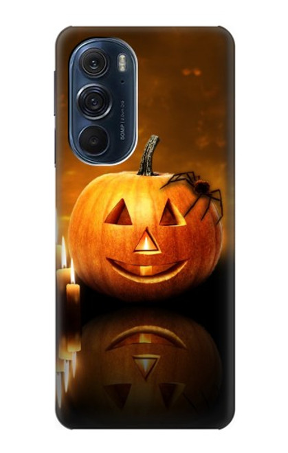 W1083 Pumpkin Spider Candles Halloween Hard Case and Leather Flip Case For Motorola Edge X30