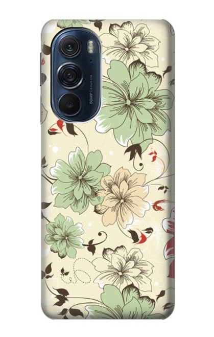 W2179 Flower Floral Vintage Art Pattern Hard Case and Leather Flip Case For Motorola Edge X30