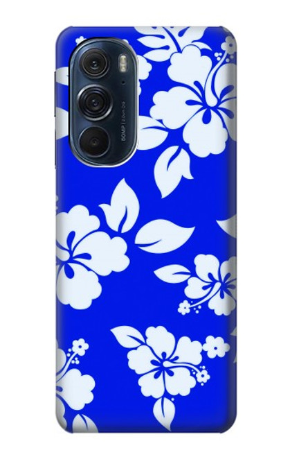 W2244 Hawaiian Hibiscus Blue Pattern Hard Case and Leather Flip Case For Motorola Edge X30