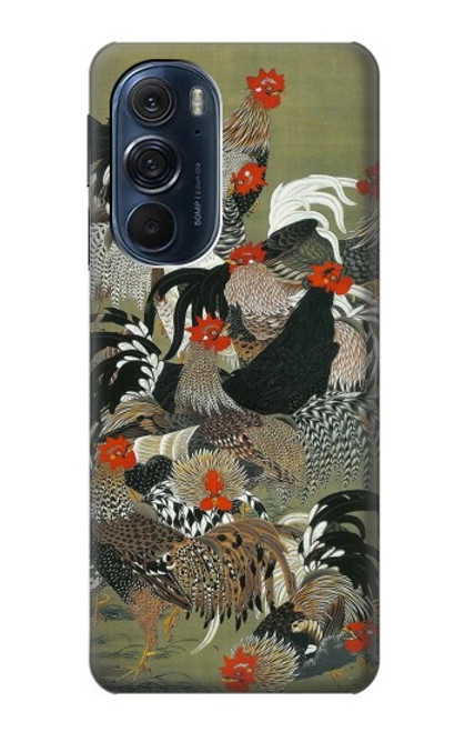 W2699 Ito Jakuchu Rooster Hard Case and Leather Flip Case For Motorola Edge X30