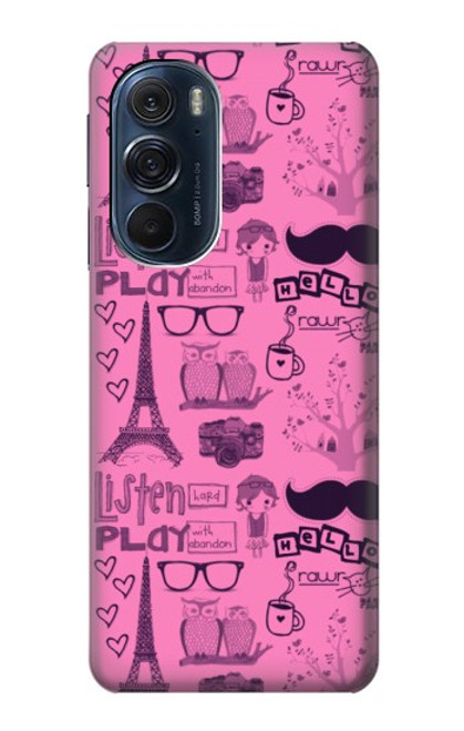 W2885 Paris Pink Hard Case and Leather Flip Case For Motorola Edge X30