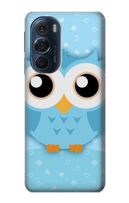 W3029 Cute Blue Owl Hard Case and Leather Flip Case For Motorola Edge X30