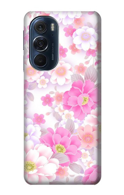 W3036 Pink Sweet Flower Flora Hard Case and Leather Flip Case For Motorola Edge X30