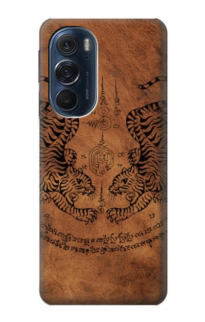 W3209 Sak Yant Twin Tiger Hard Case and Leather Flip Case For Motorola Edge X30