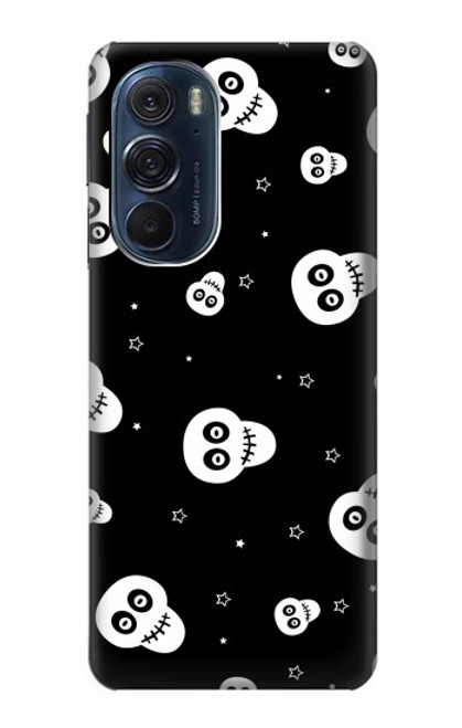 W3261 Smile Skull Halloween Pattern Hard Case and Leather Flip Case For Motorola Edge X30