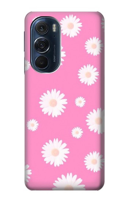 W3500 Pink Floral Pattern Hard Case and Leather Flip Case For Motorola Edge X30