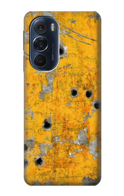 W3528 Bullet Rusting Yellow Metal Hard Case and Leather Flip Case For Motorola Edge X30