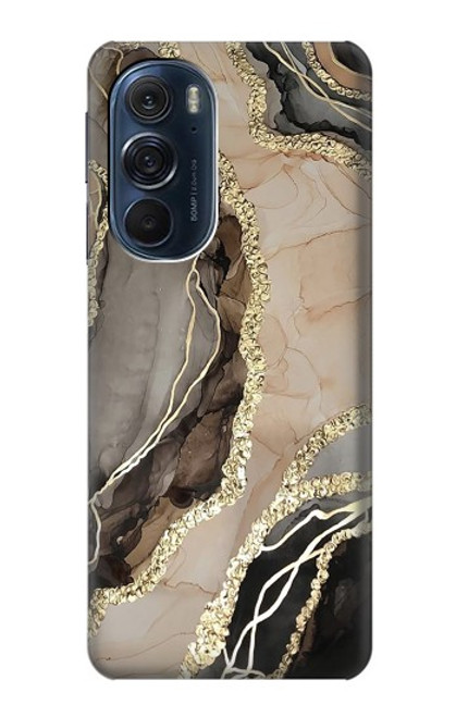 W3700 Marble Gold Graphic Printed Hard Case and Leather Flip Case For Motorola Edge X30