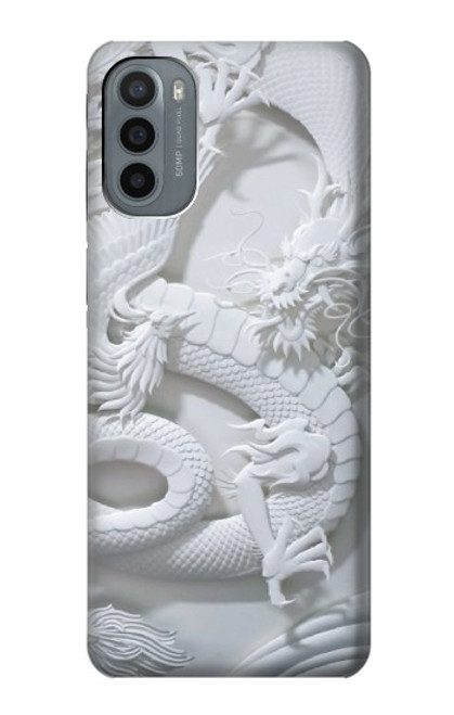 W0386 Dragon Carving Hard Case and Leather Flip Case For Motorola Moto G31