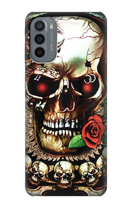 W0753 Skull Wing Rose Punk Hard Case and Leather Flip Case For Motorola Moto G31