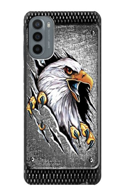 W0855 Eagle Metal Hard Case and Leather Flip Case For Motorola Moto G31