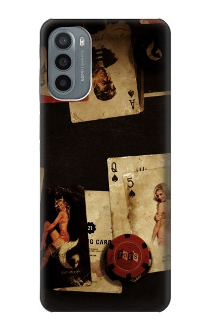 W1069 Old Vintage Sexy Poker Hard Case and Leather Flip Case For Motorola Moto G31