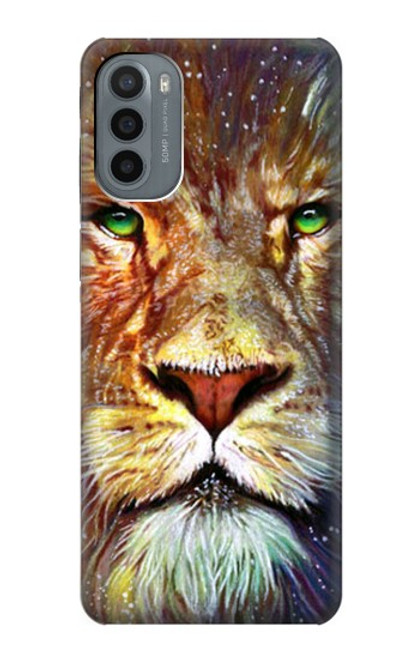 W1354 Lion Hard Case and Leather Flip Case For Motorola Moto G31