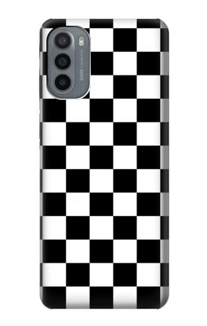 W1611 Black and White Check Chess Board Hard Case and Leather Flip Case For Motorola Moto G31