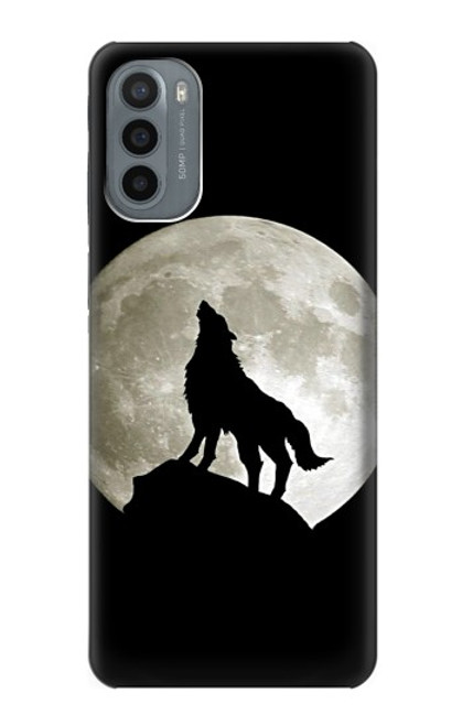 W1981 Wolf Howling at The Moon Hard Case and Leather Flip Case For Motorola Moto G31