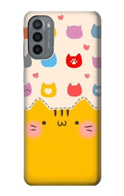 W2442 Cute Cat Cartoon Funny Hard Case and Leather Flip Case For Motorola Moto G31