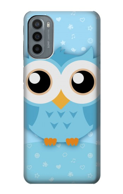 W3029 Cute Blue Owl Hard Case and Leather Flip Case For Motorola Moto G31