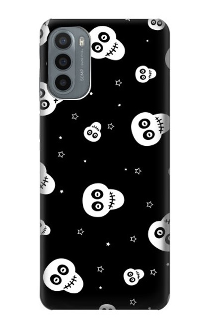 W3261 Smile Skull Halloween Pattern Hard Case and Leather Flip Case For Motorola Moto G31