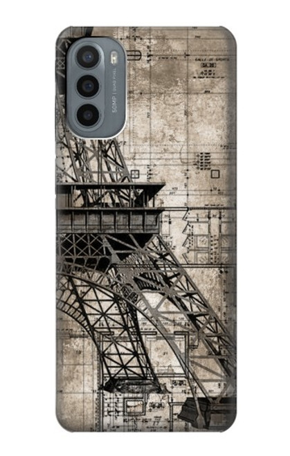 W3416 Eiffel Tower Blueprint Hard Case and Leather Flip Case For Motorola Moto G31