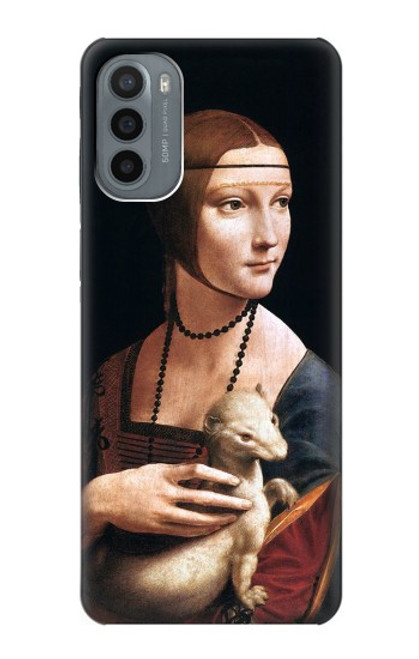 W3471 Lady Ermine Leonardo da Vinci Hard Case and Leather Flip Case For Motorola Moto G31