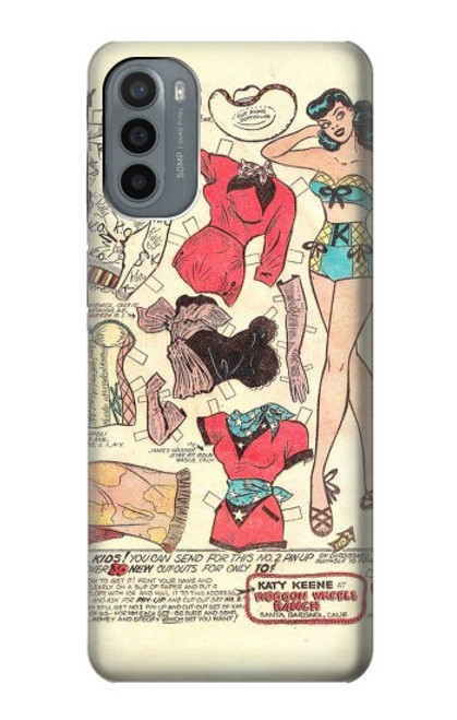 W3820 Vintage Cowgirl Fashion Paper Doll Hard Case and Leather Flip Case For Motorola Moto G31