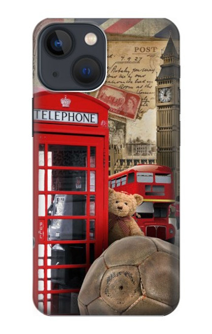 W3856 Vintage London British Hard Case and Leather Flip Case For iPhone 13 mini
