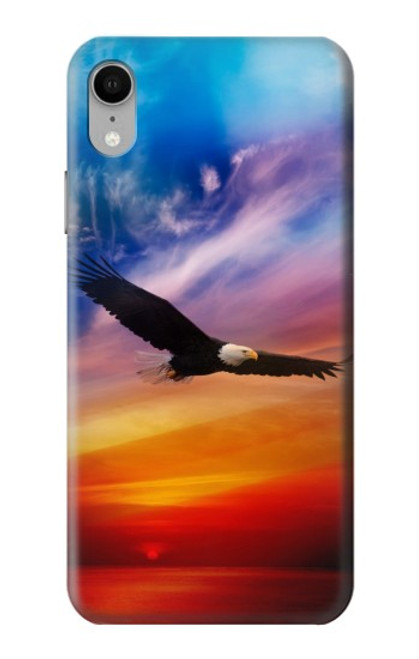 W3841 Bald Eagle Flying Colorful Sky Hard Case and Leather Flip Case For iPhone XR